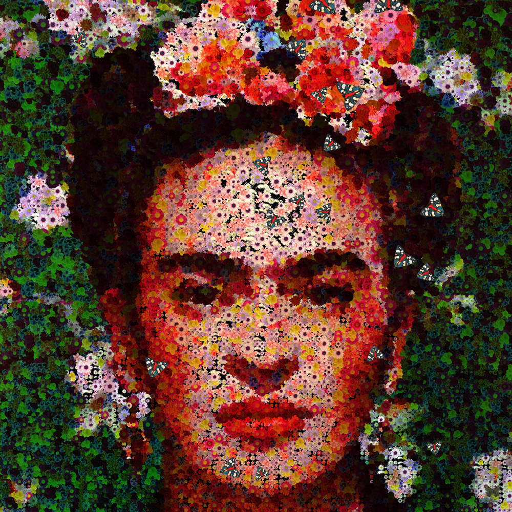 Frida Aux Fleurs (80x80cm)
