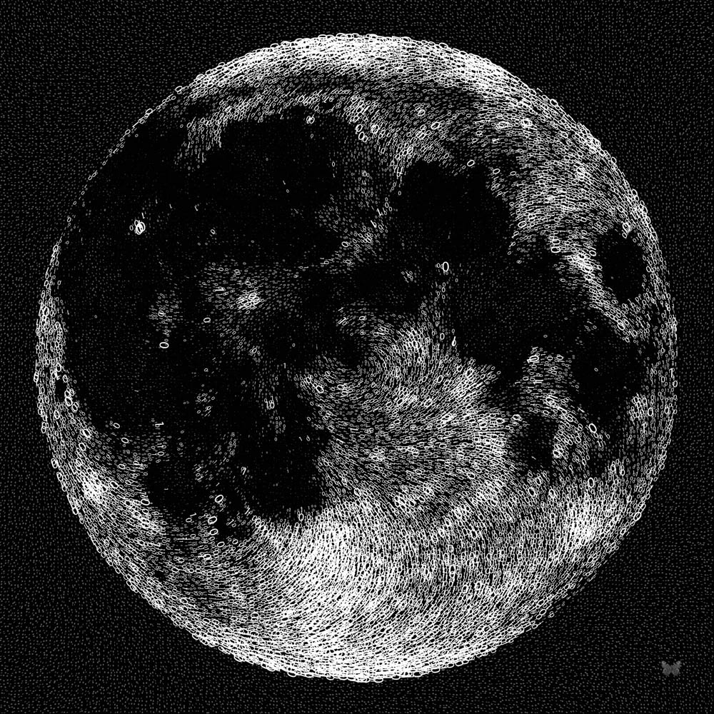 Lune Binaire (80x80cm)