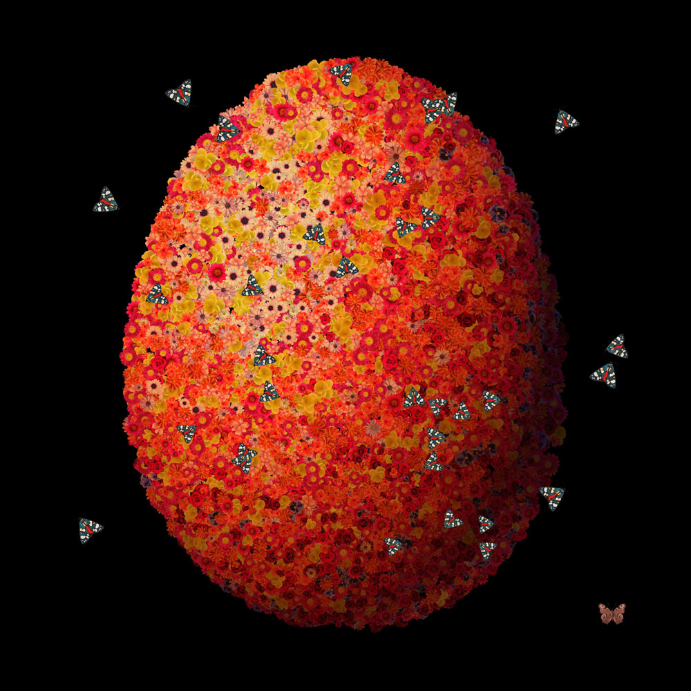 Oeuf Aux Fleurs (80x80cm)